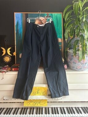 Marks & Spencer Dark Navy Wide-Leg Chinos 36 X 31